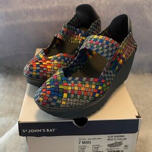 St. John's Bay Colorful Woven Wedges